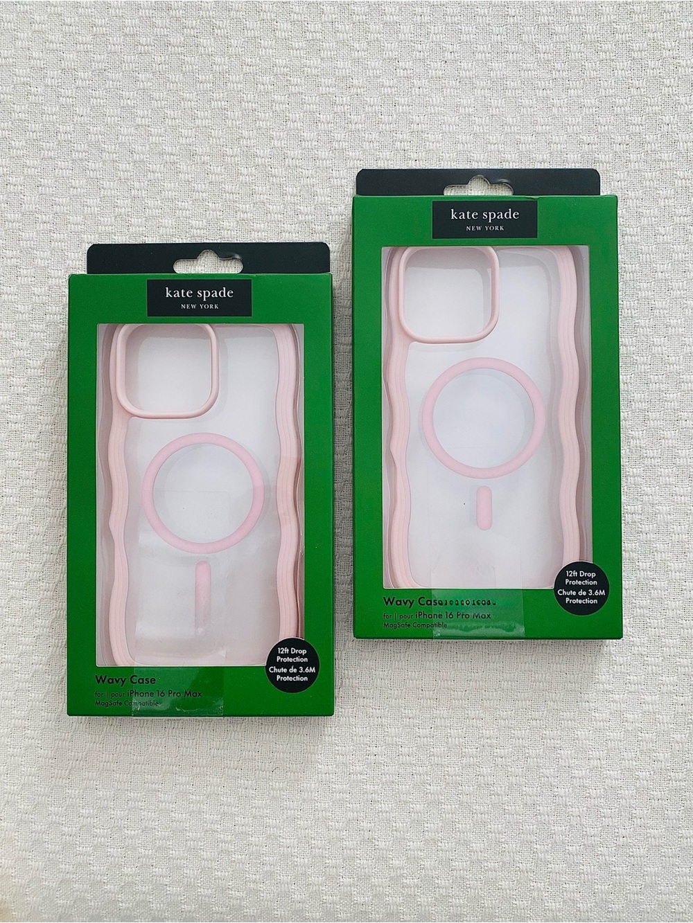 KATE SPADE Set of 2 IPHONE 16 PRO MAX MAG SAFE COMPATIBLE WAVY CELL PHONE CASES